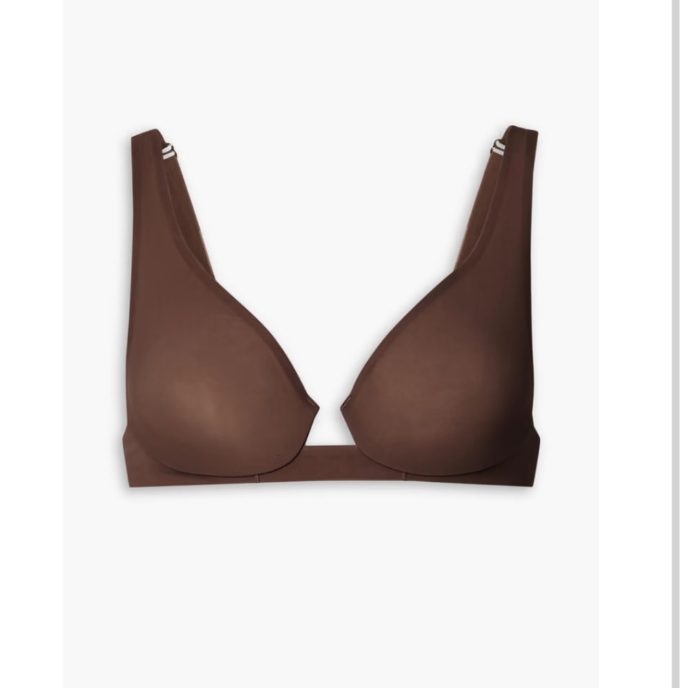 SKIMS Naked stretch-mesh underwired plunge bra Size 40B